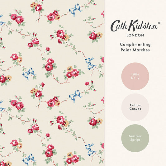 Rose & Bows Wallpaper - Cream - 125511 - Cath Kidston