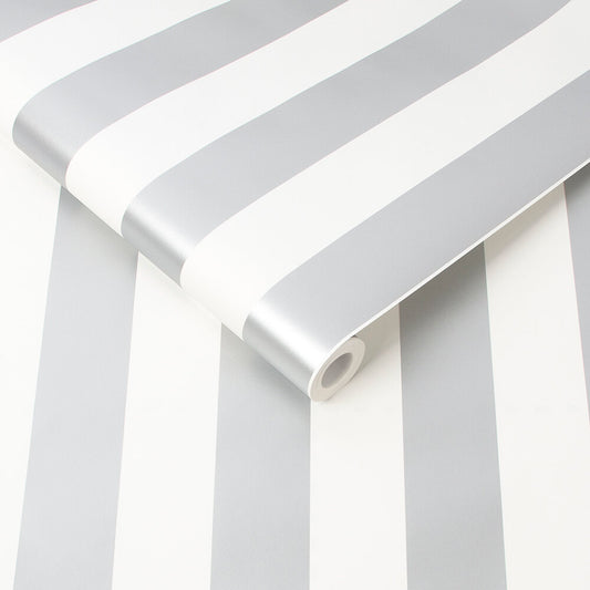 Stripe Nursery Room Wallpaper - Silver