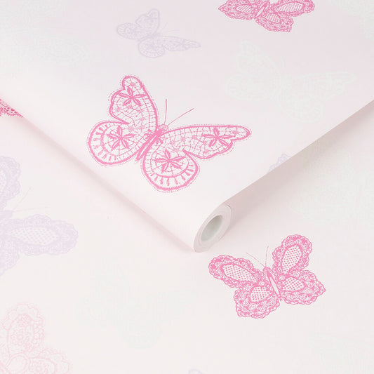 Butterfly Nursery Room Wallpaper - Pink