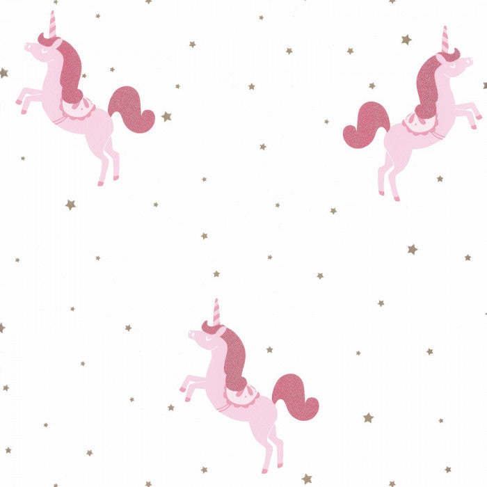 Princess Unicorns Nursery Wallpaper - Pink