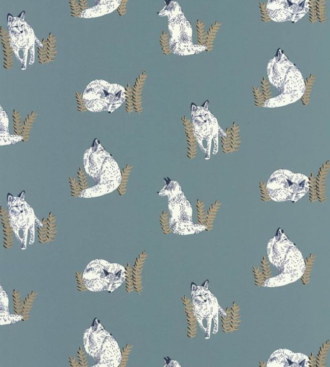 Counting Fox Nursery Wallpaper - Blue