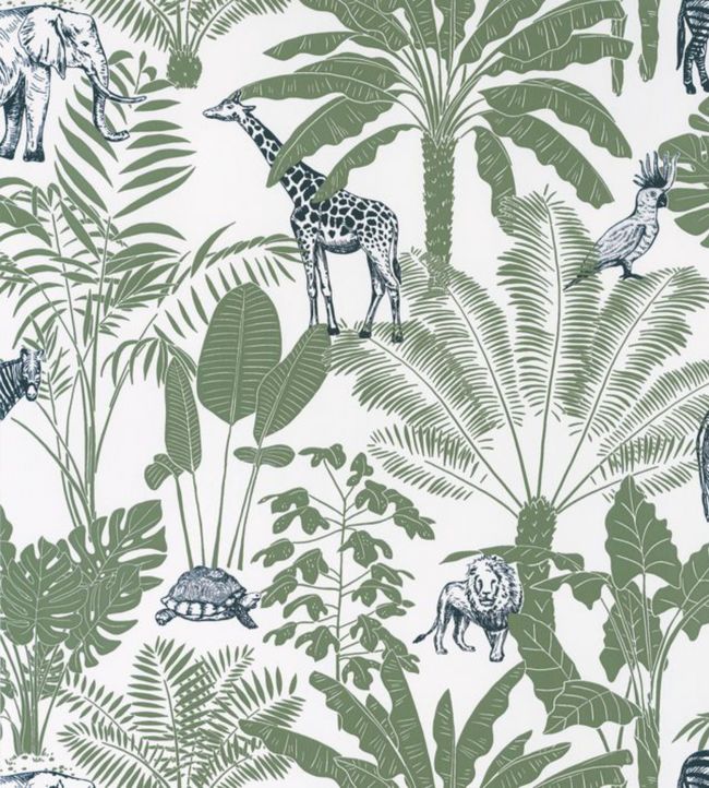 Jungle Trip Nursery Wallpaper - Green