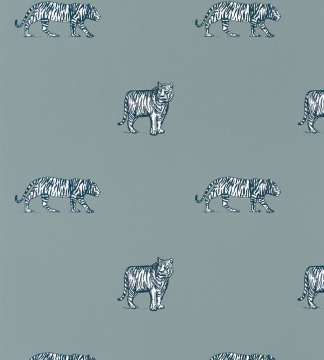 Eye Of The Tiger Nursery Wallpaper - Blue