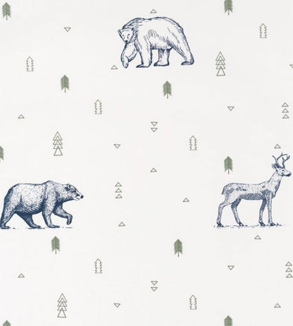 Grizzly Bears Nursery Wallpaper - Silver