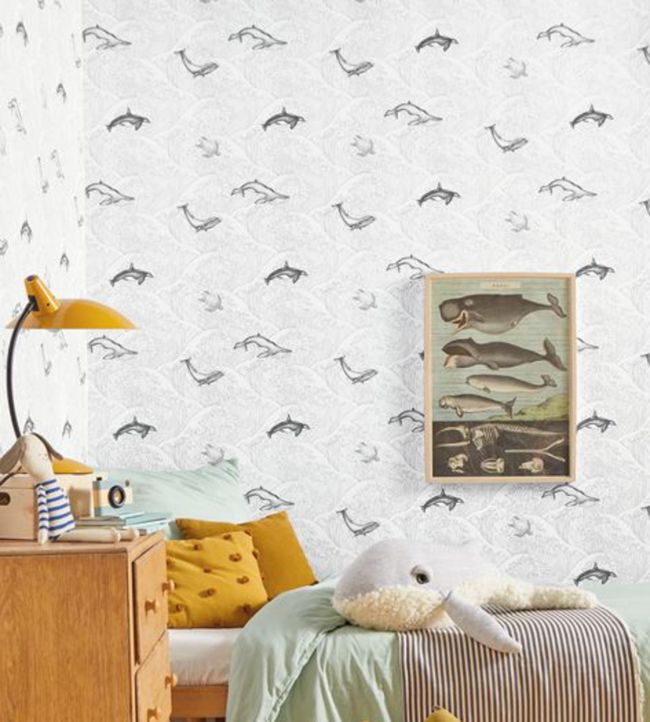 Under The Sea Nursery Room Wallpaper - Gray
