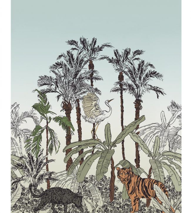 La Jungle Enchantee Nursery Room Wallpaper 2 - Silver