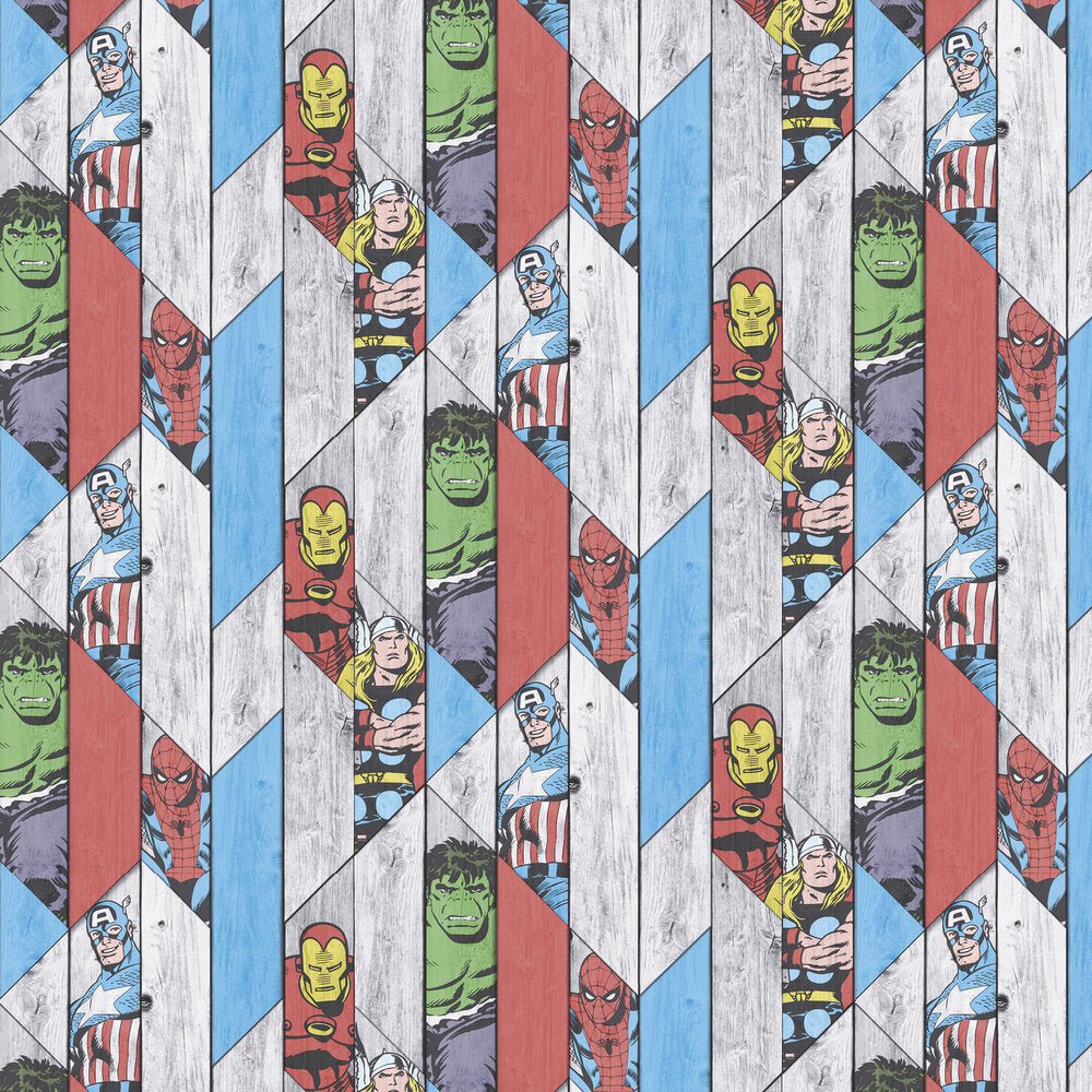 Marvel Wood Panel Nursery Wallpaper - Multicolor