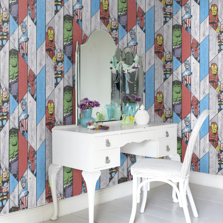 Marvel Wood Panel Nursery Room Wallpaper 10 - Multicolor