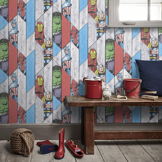 Marvel Wood Panel Wallpaper