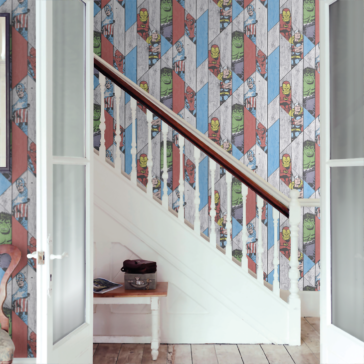 Marvel Wood Panel Nursery Room Wallpaper 7 - Multicolor