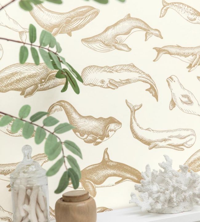 Whale Done Nursery Room Wallpaper 2 - Sand
