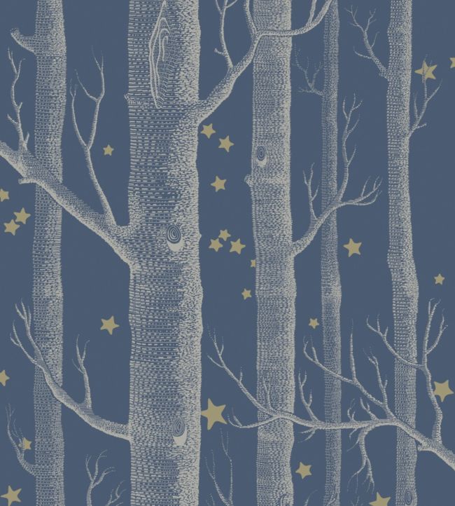Woods & Stars Nursery Wallpaper - Blue