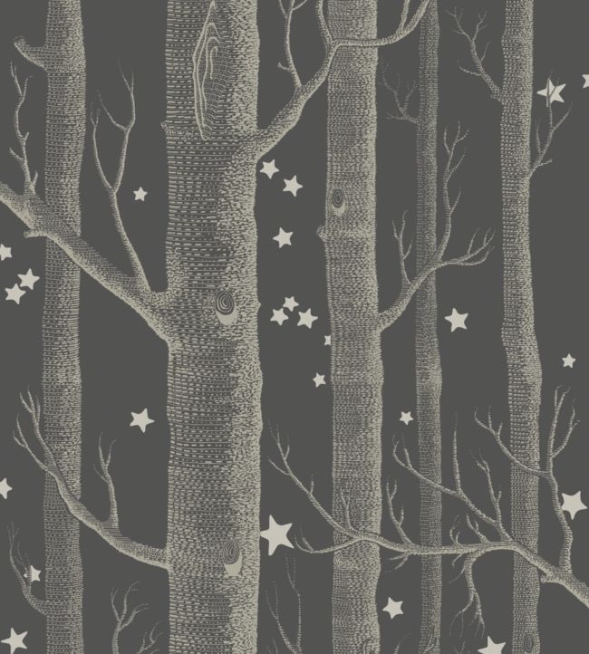 Woods & Stars Nursery Wallpaper - Gray