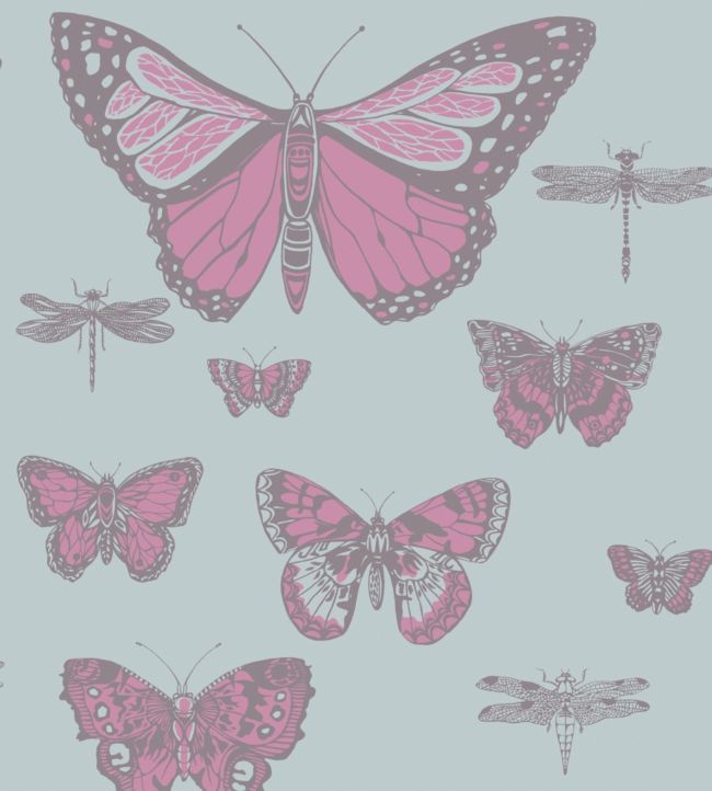 Butterflies & Dragonflies Nursery Wallpaper - Blue