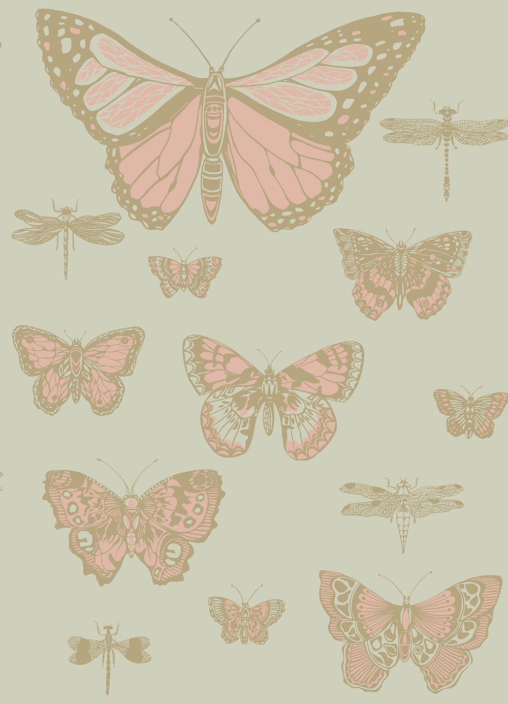 Butterflies & Dragonflies Nursery Wallpaper - Green