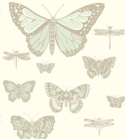 Butterflies & Dragonflies Nursery Wallpaper - Silver