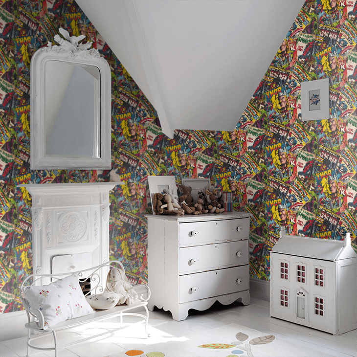 Marvel Cover Story Nursery Room Wallpaper 10 - Multicolor