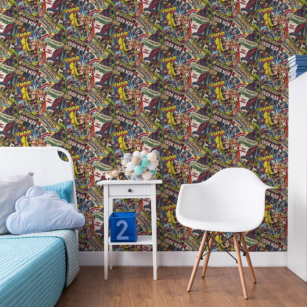 Marvel Cover Story Nursery Room Wallpaper 2 - Multicolor