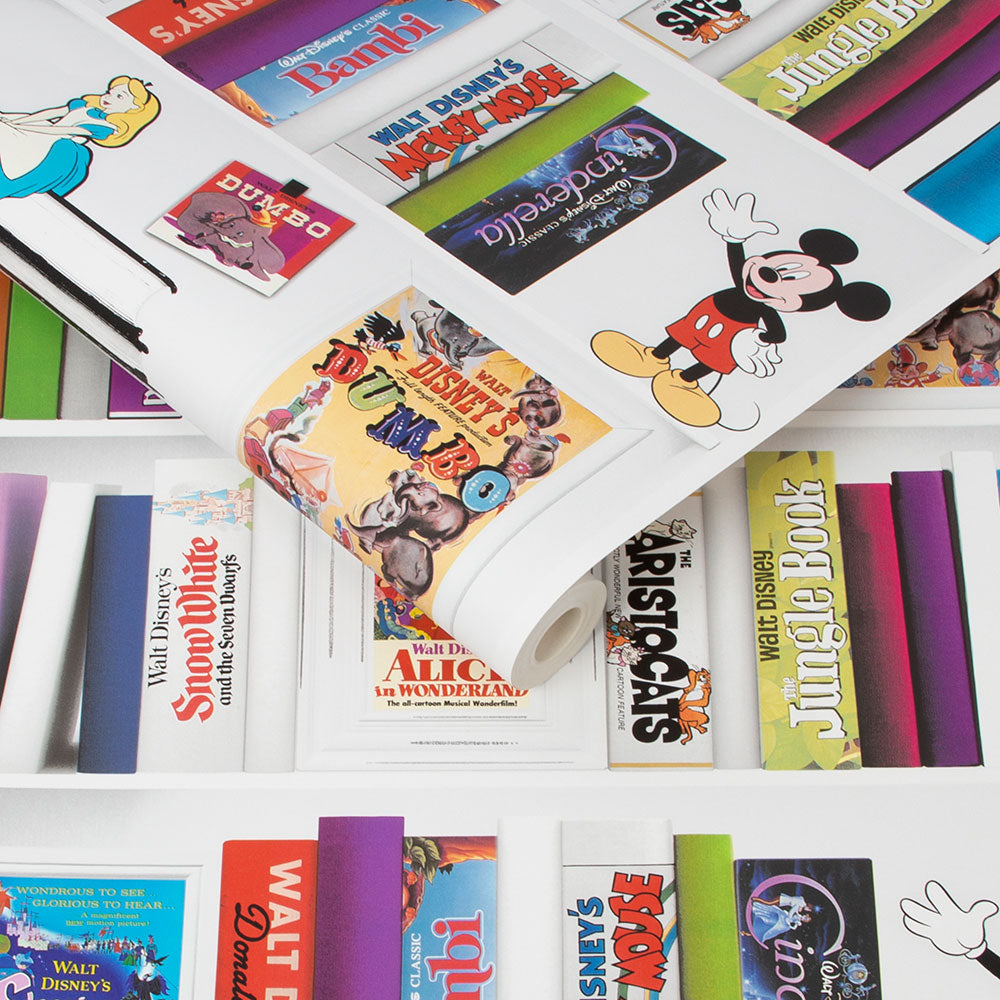 Disney Bookshelf Nursery Wallpaper - Multicolor