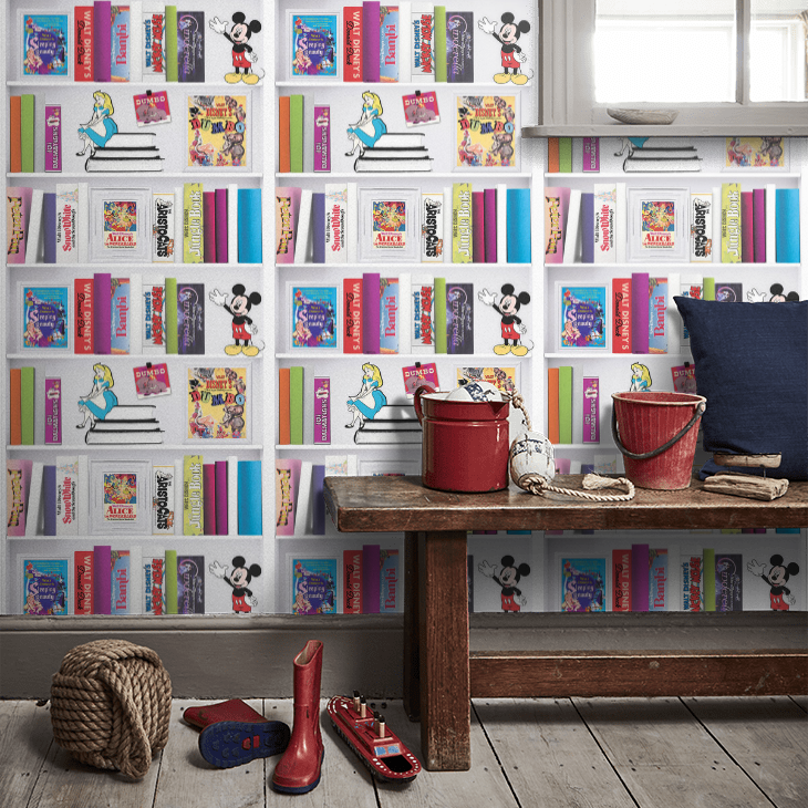 Disney Bookshelf Nursery Room Wallpaper 2 - Multicolor