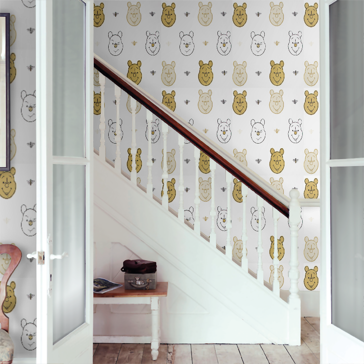 Bee Winnie the Pooh Nursery Room Wallpaper 9 - White