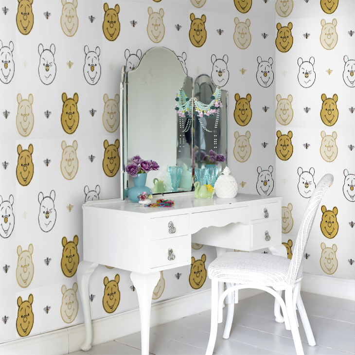 Bee Winnie the Pooh Nursery Room Wallpaper 10 - White