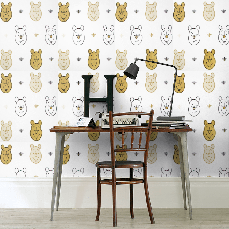 Bee Winnie the Pooh Nursery Room Wallpaper 3 - White