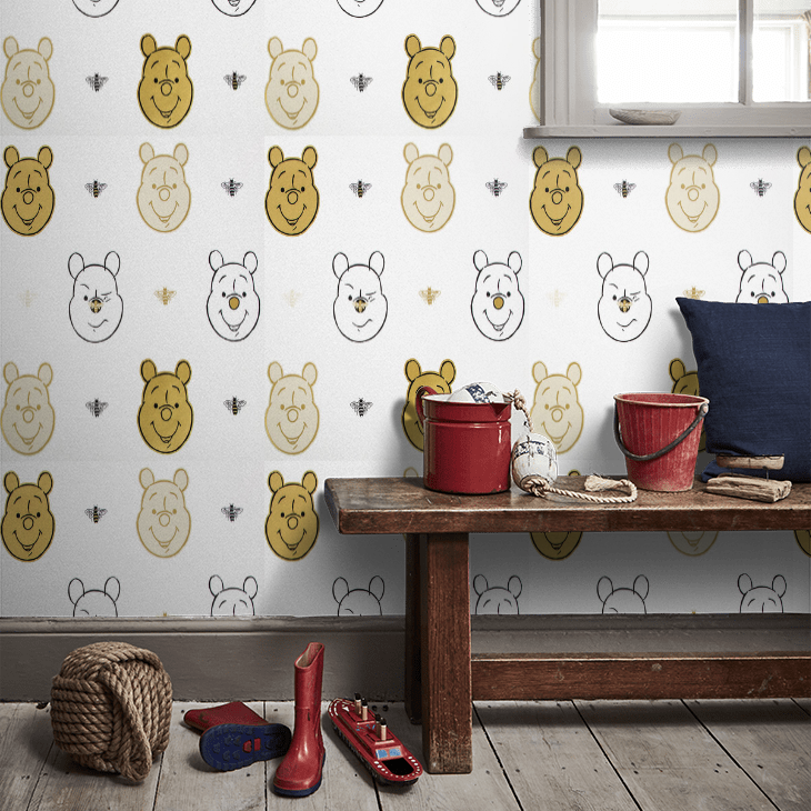 Bee Winnie the Pooh Nursery Room Wallpaper 6 - White