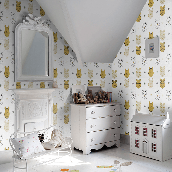 Bee Winnie the Pooh Nursery Room Wallpaper 7 - White
