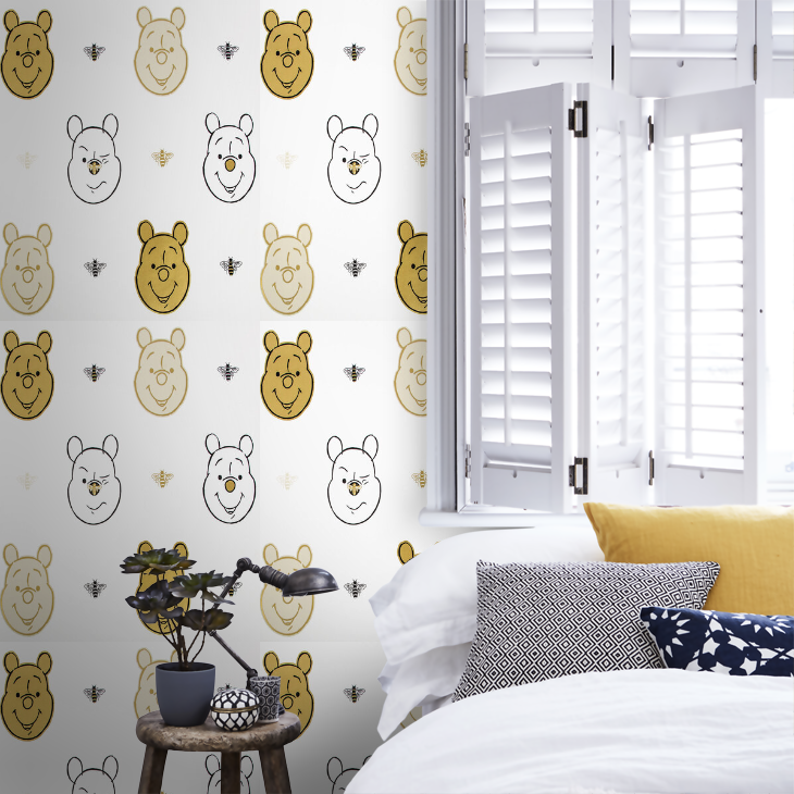 Bee Winnie the Pooh Nursery Room Wallpaper 8 - White