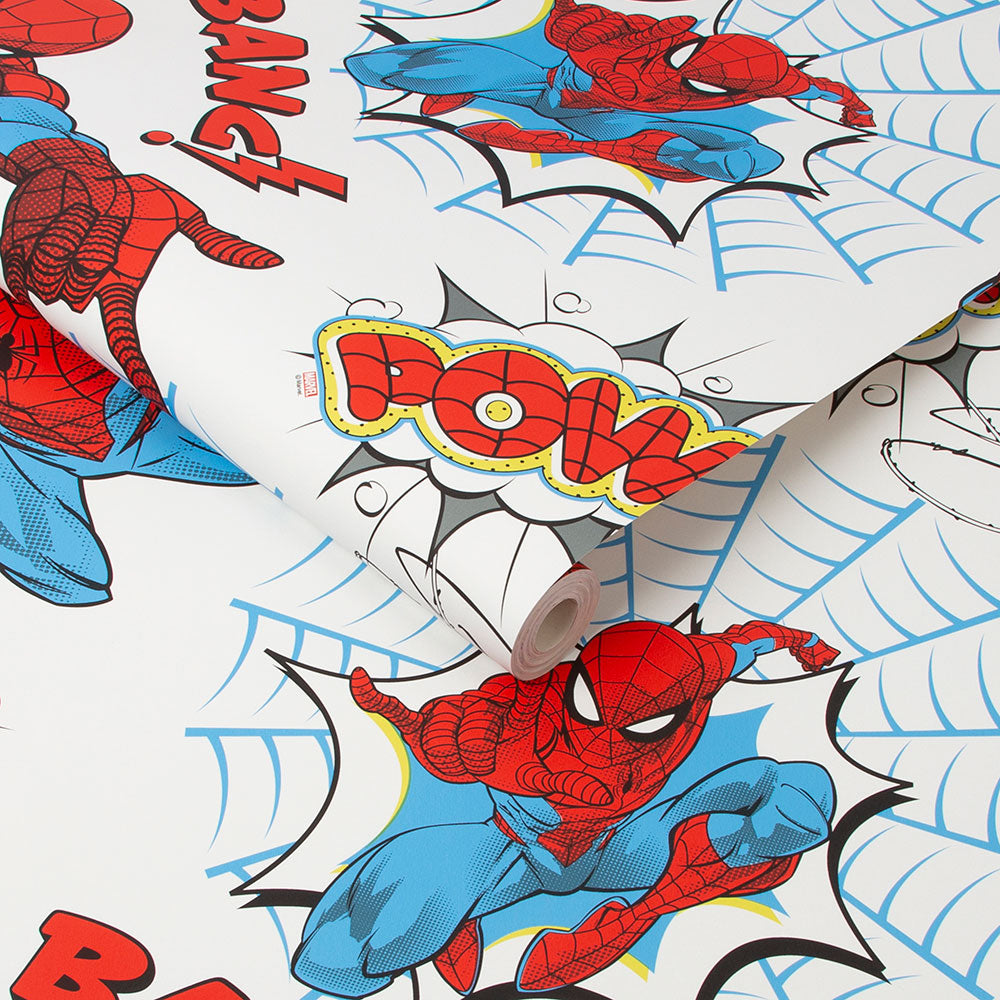Spiderman Pow! Nursery Room Wallpaper - Multicolor