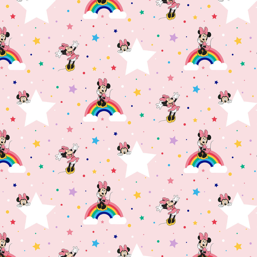 Rainbow Minnie Nursery Wallpaper - Pink