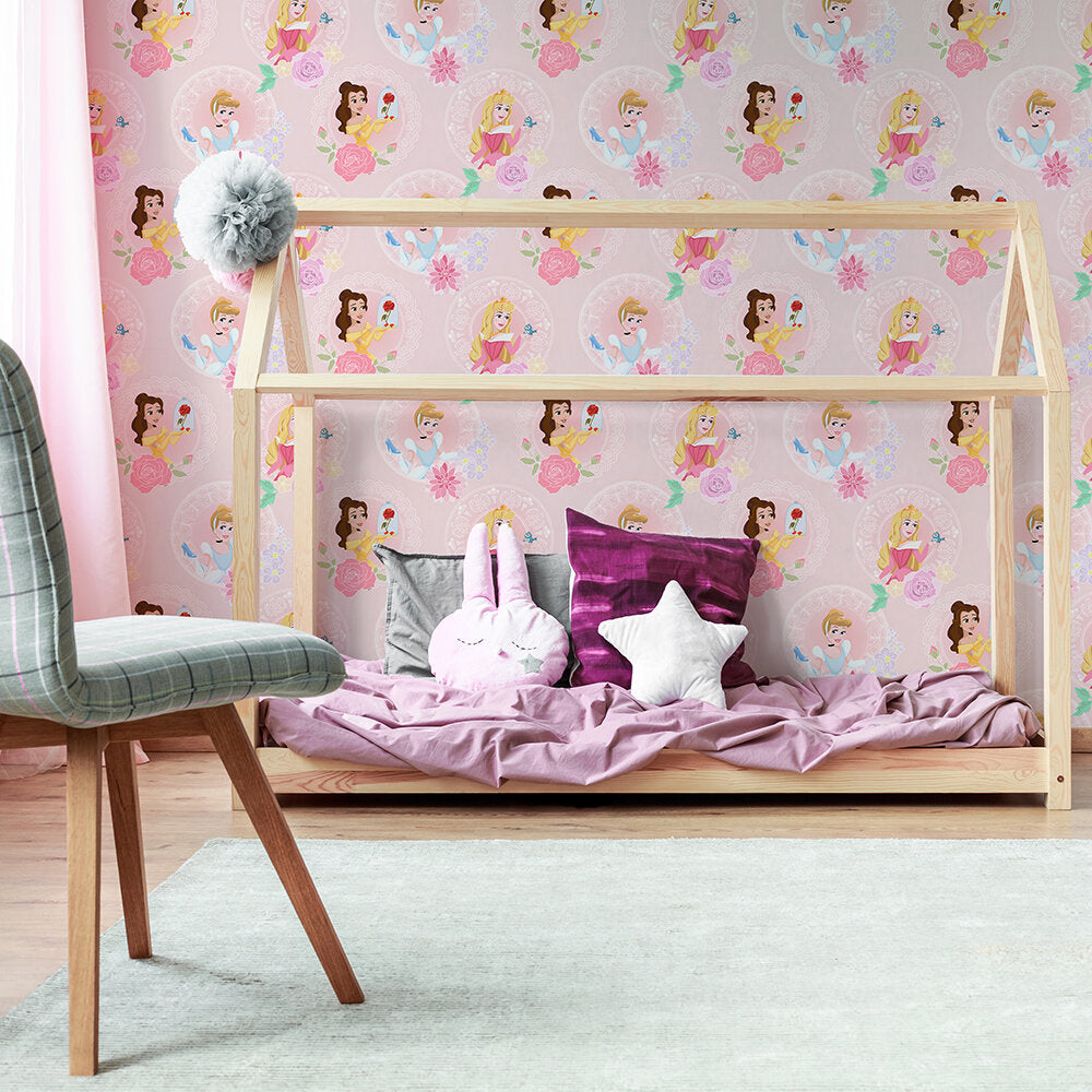 Pastel Princess Nursery Room Wallpaper 2 - Pink