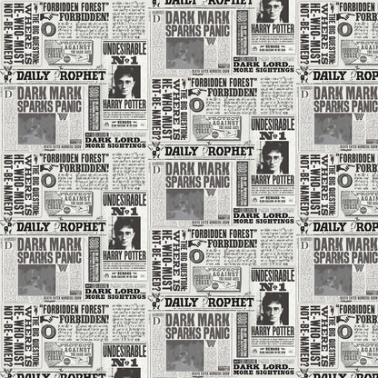 Daily Prophet - Harry Potter Nursery Wallpaper - Gray