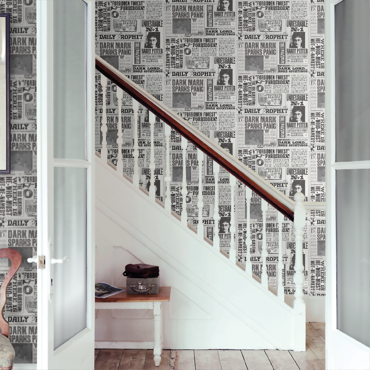 Daily Prophet - Harry Potter Nursery Room Wallpaper 7 - Gray