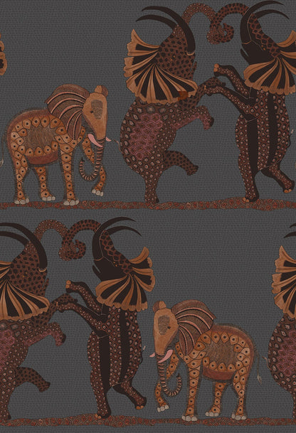 Safari Dance Nursery Wallpaper - Brown