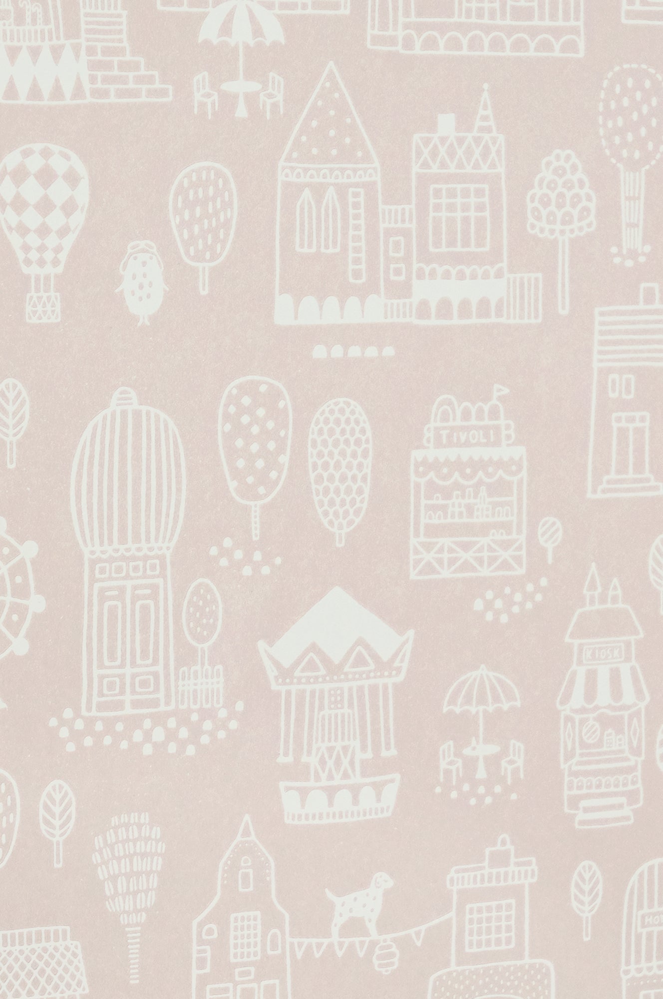 Small Town Dusty Pink Wallpaper - Majvillan