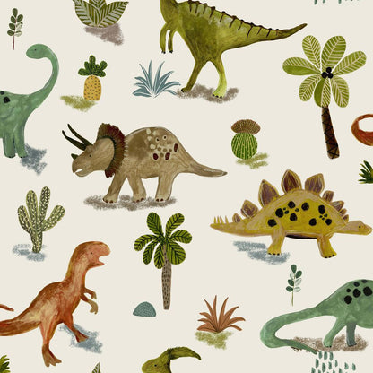 Dinosaur & Friends Nursery Wallpaper - Multicolor
