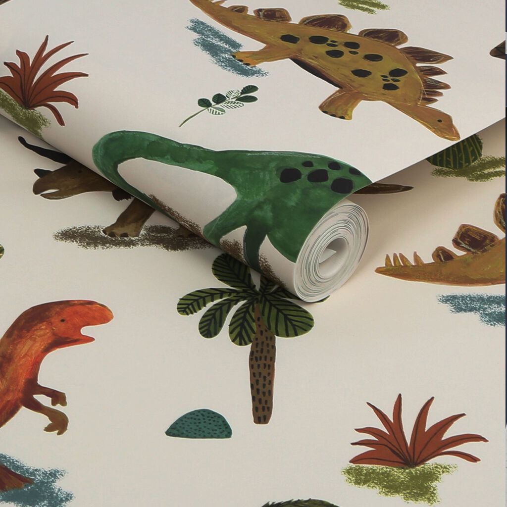 Dinosaur & Friends Nursery Room Wallpaper 2 - Multicolor