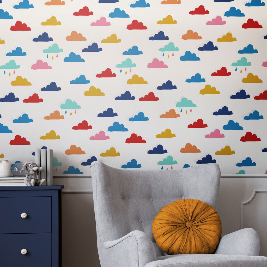 Whatever the Weather Rainbow Nursery Room Wallpaper - Multicolor