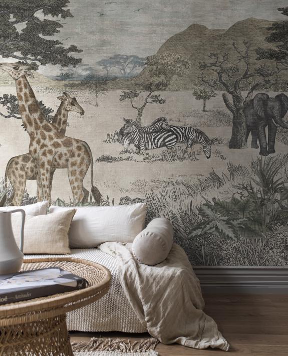 Serengeti Nursery Room Wallpaper 2 - Pink