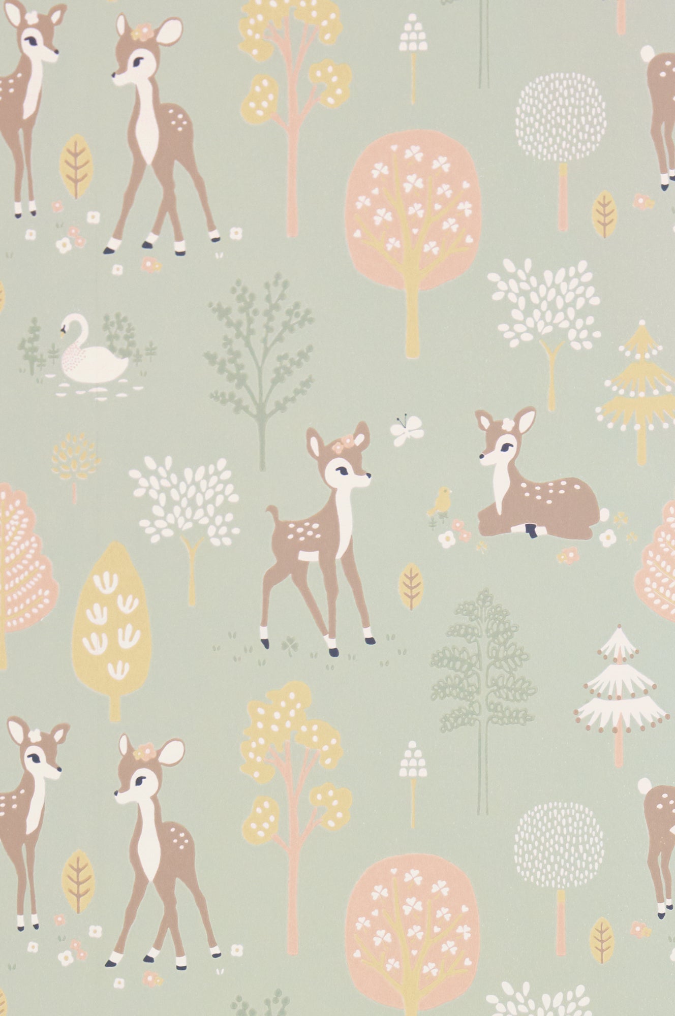 Golden Woods  Dusty Green Wallpaper - Majvillan