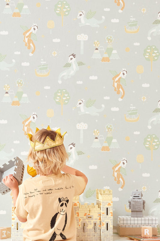 Magical Adventure Soft Grey Wallpaper - Majvillan