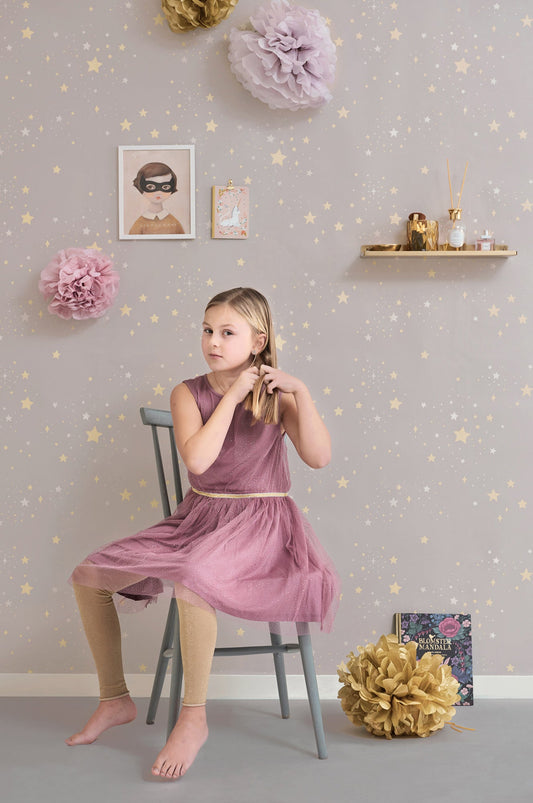 Twinkle Dusty Lilac Wallpaper - Majvillan