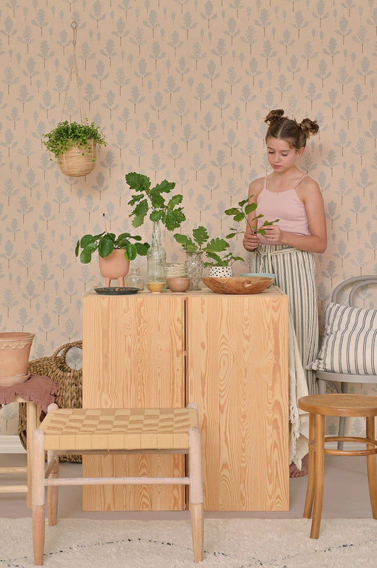 Oak Nature Beige Wallpaper - Majvillan