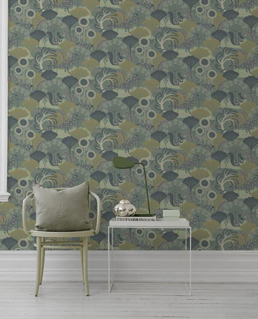 Mårdgömma Nursery Room Wallpaper - Green