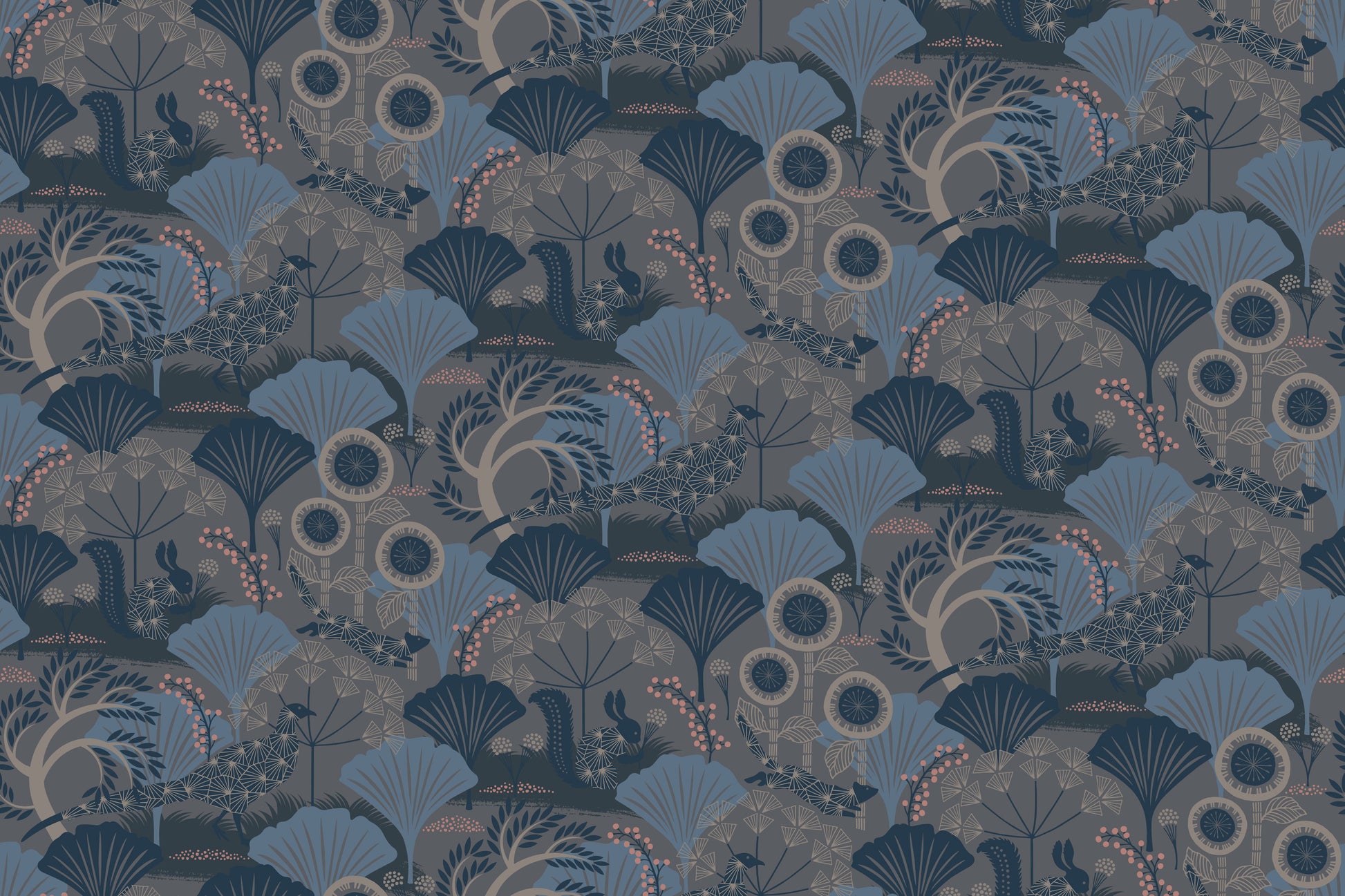 Mårdgömma Nursery Wallpaper - Blue