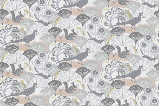 Mårdgömma Nursery Wallpaper - Silver