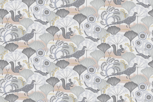 Mårdgömma Nursery Wallpaper - Silver