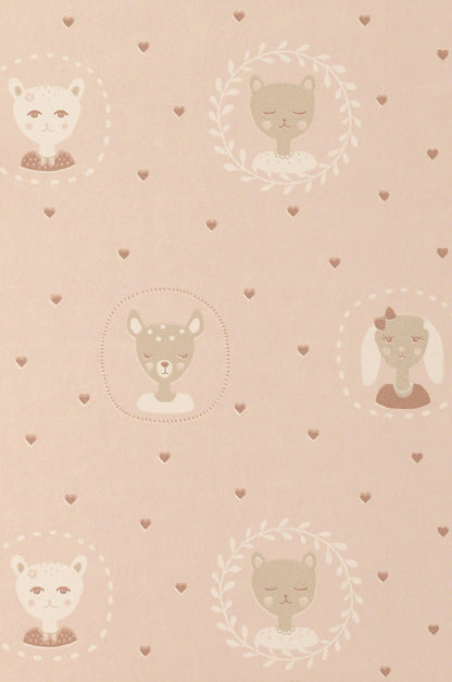 Hearts Dusty Warm Pink Wallpaper - Majvillan